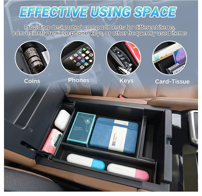 Center Console Organizer Compatible with 2022-2025 Nissan Pathfinder Accessories, 3PCS Middle Armrest Insert Tray＆Console Bottom Storage Box＆Dashboard Organizer Box, Fits 9-inch Screen