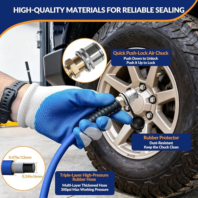 MILADO 4 Way Tire Inflator, 4 Tire Inflation Deflation System, 4 Tire Air Up Down System, Off Road Tire Inflator with Gauge, Air Down Tire Deflators Kit for Trucks Jeeps Fits Up to 125" Wheelbase