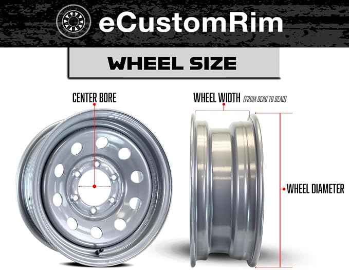 eCustomrim 2-Pack Trailer Tire Rim Assembly 4.80-12 480-12 12 Inch 5 Lug Load Range C Black Wheel - 2 Year Warranty w/Roadside