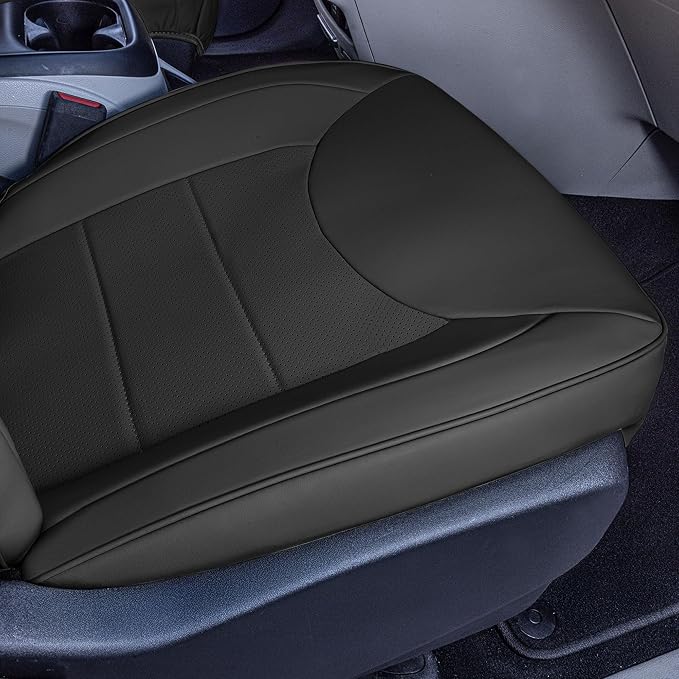 FH Group Custom Fit Car Seat Cover Specifically Made for Chrysler Pacifica 2017-2024 - Front Set (No Built-in DVD with Armrest), Faux Leather, Black