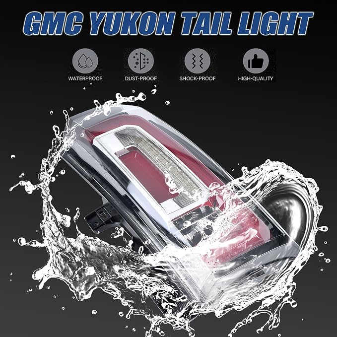 Tail Lights Assembly Compatible with GMC Yukon XL 2015 2016 2017 2018 2019 2020 LED Right Passenger Side Taillight Brake Turn Signal Assembly With Bulb Replaces 23380460 84536243 GM2801268