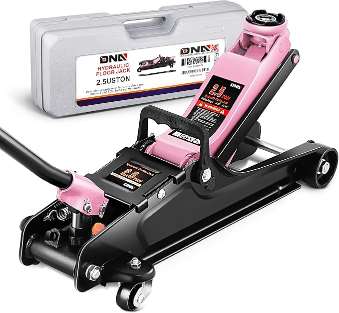 DNA Motoring Low Profile Hydraulic Trolley Service/Floor Jack, 2.5 Ton (5500 lbs) Capacity, Lifting Range 3.35"-15.16",Pink, TOOLS-00676-PK