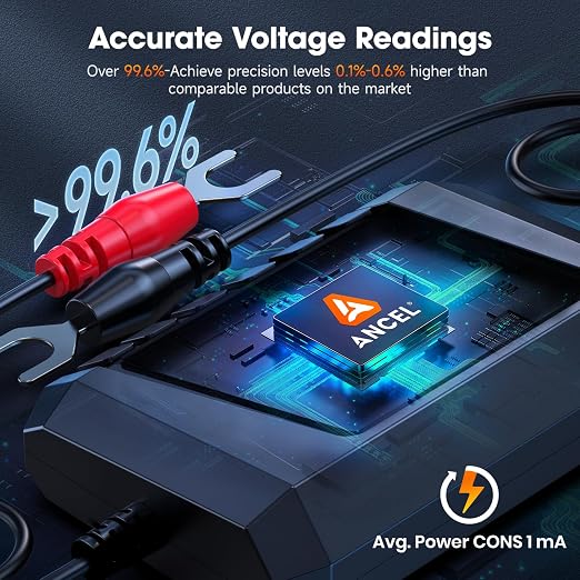 ANCEL BM300 Pro Battery Monitor - 6V/12V/24V Universal with Bluetooth 5.3 & Reinforced Design, Charging & Cranking Tests, Real-Time Alerts for Lead-Acid & Lithium Batteries in RV, Truck, Marine & More