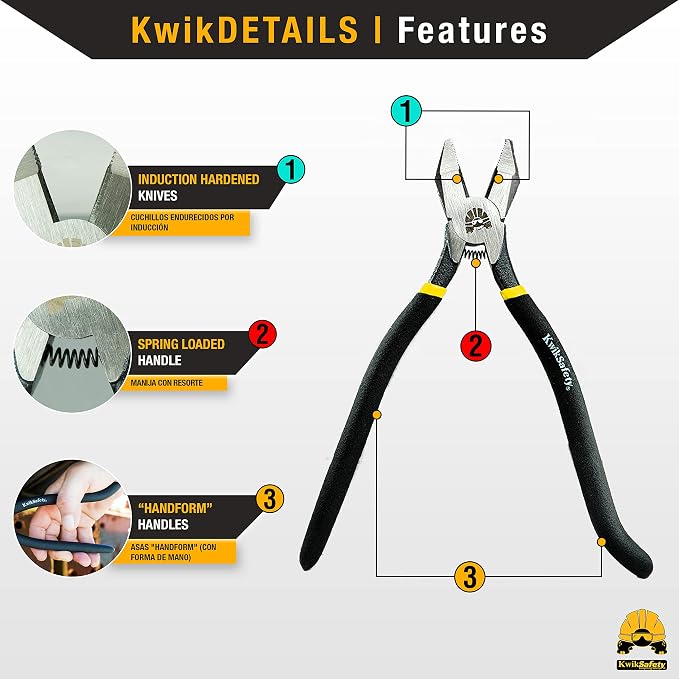 KwikSafety PINZA Lineman Pliers + Octopus Tool Lanyards (3pk) Bundle