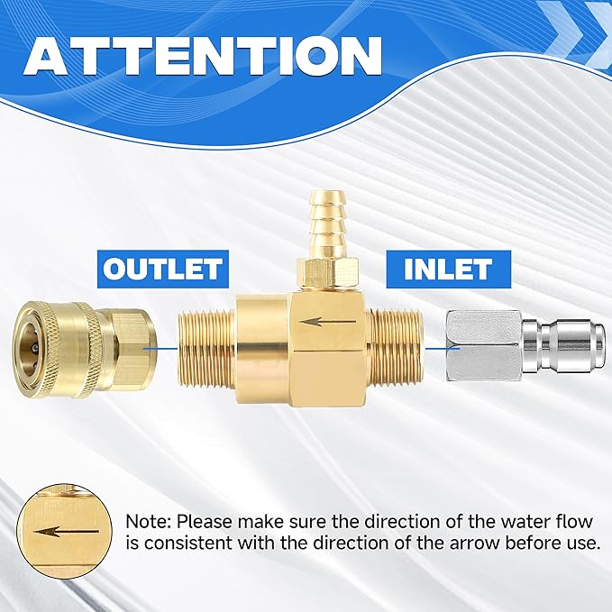 JOEJET Downstream Injector for Pressure Washer, Fixed Chemical Injector Kit with 3/8 Inch Quick Connect, Pressure Washer Gun with Foam Cannon