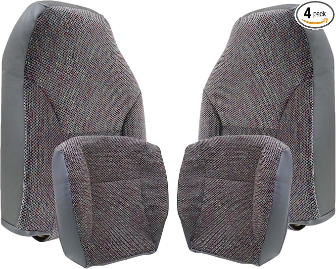 FZJDSD 4PCS Mist Gray Driver & Passenger Side Bottom and Top Lean Back Replacement Cloth Seat Covers Compatible with Dodge Ram 1500 2500 3500 1998 1999 2000 2001 2002