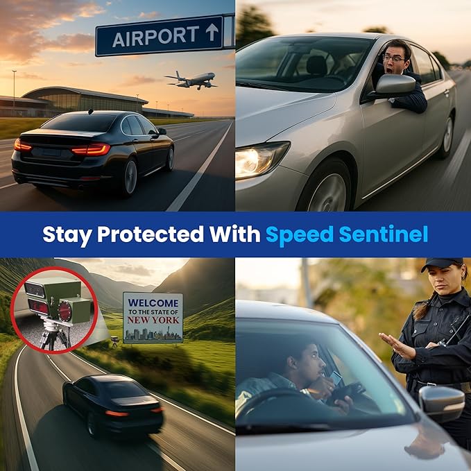 Speed Sentinel Radar Detector – 360° Police Speed Sentinel Radar Detectors for Cars with Voice Alerts, City & Highway Modes, False Alert Filtering
