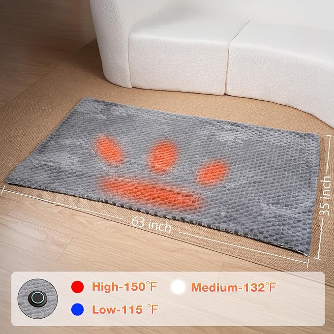 Cordless Battery Operated Heated Blanket, Wearable Heating Throw for Car,Camping,Office Warm Gift Machine Washable Super Cozy Soft Blanket with 10000 mAh Battery Pack 3 Heating Levels 63" X 35"