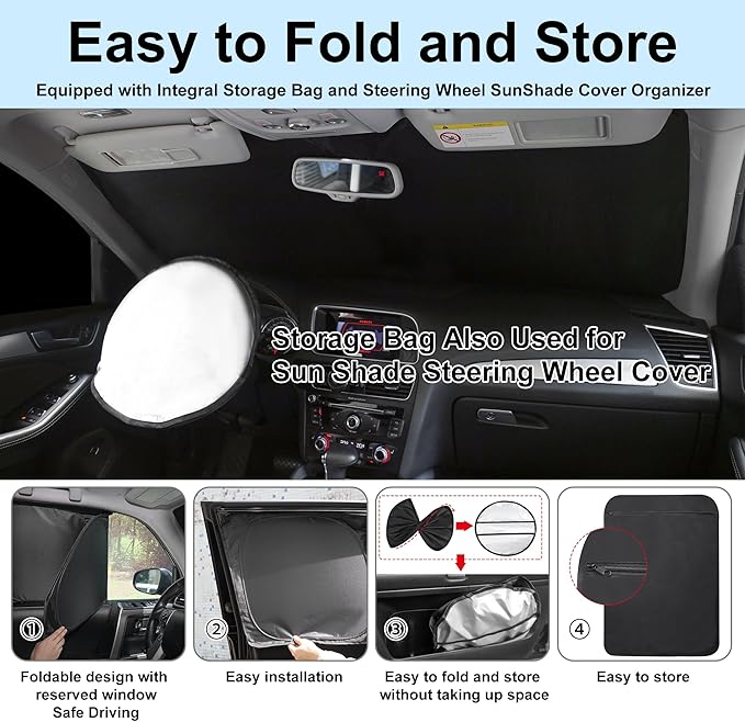 Windshield Sun Shade Car Windshield Foldable Full Windows Coverage Custom Fit for BMW X3 2025 2026 Accessories Car Window Shades Block Sun UV Rays 7PCS