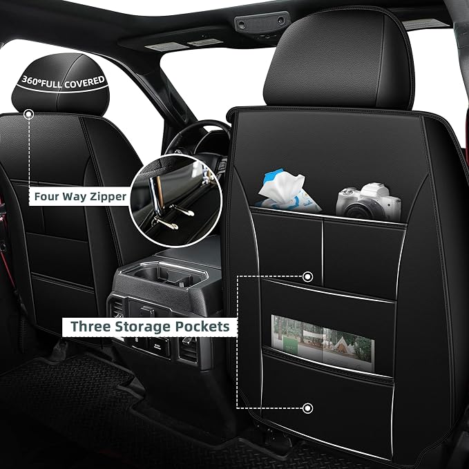 AOMSAZTO Seat Covers Fit for Chevy Silverado GMC Sierra 1500 2500HD 3500HD 2019-2024 Crew Double Extended Cab Full Set Truck Pickup Car Seat Covers (Black & Grey,5 Seats)