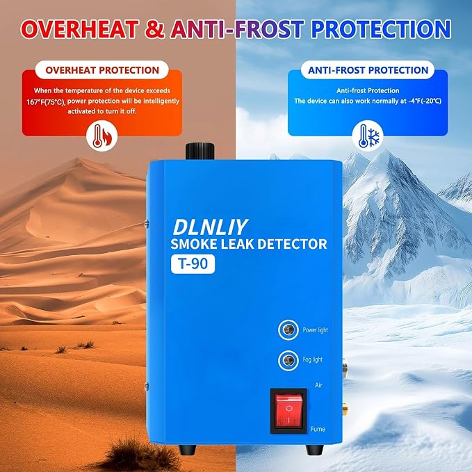 Smoke Machine Automotive Leak Detector - 12V DC EVAP Vacuum Smoke Leak Detector Tester for Pipe System,Pipeline Fuel Leakage Detector Diagnostic Tester for Car/Motorcycle/Truck/Boat,Built-in Air Pump