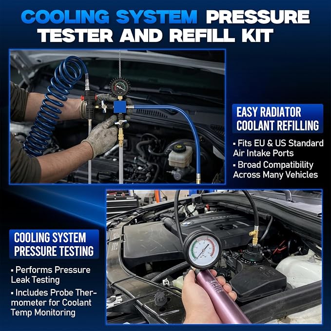 33 Pcs Coolant Pressure Tester & Vacuum Refill Kit, 23 Adapters