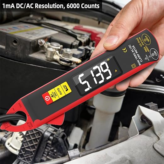 BSIDE 1mA Clamp Meter, DC/AC Current with Smart Mode, True RMS 6000 Counts Rechargeable Auto-Ranging Clamp Multimeter, Temperature Capacitance Diode Duty Cycle Hz Ohm Live Check V-Alert Voltage Tester