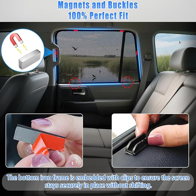 ZATOOTO Car Window Shades Toyota 4Runner 2017-2024 for Rear Window | Sun Shade for Baby & Pets | Blocks 99% UV Rays & Heat | Breathable Mesh for Privacy & Bug Protection | Camping & Travel