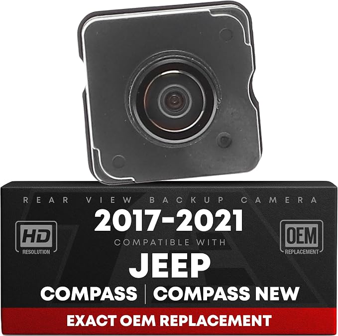 Rear View Backup Camera, Reverse Park Assist - Compatible with 2017-2021 Jeep Compass - OEM 04672771AC, CH1960126