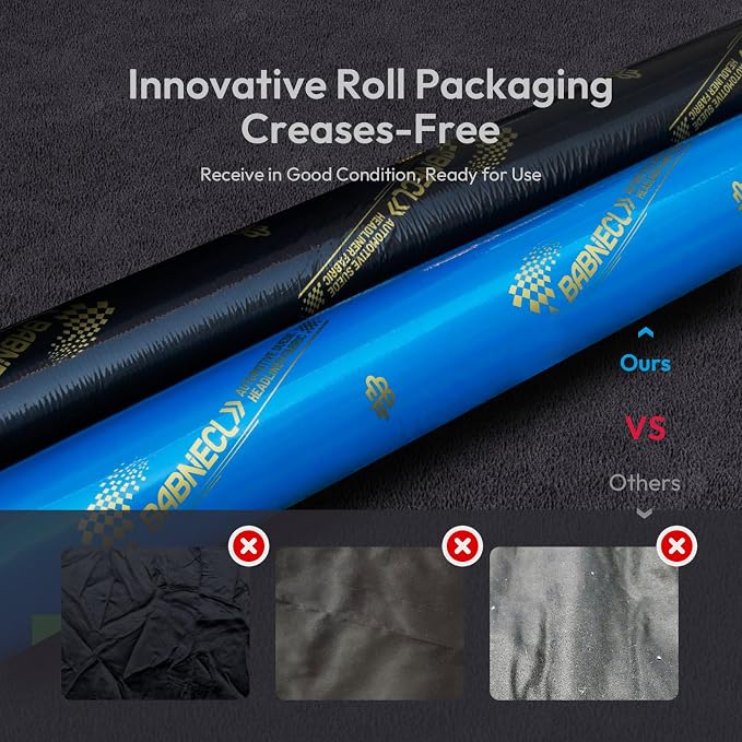 Babnecl Suede Auto Headliner Fabric 38" L × 60" W with Foam Backing - Tube Packaging - Dark Grey Interior Replacement Material for Car/Truck/SUV/RV Roof - Home Repair/DIY Headliner Material