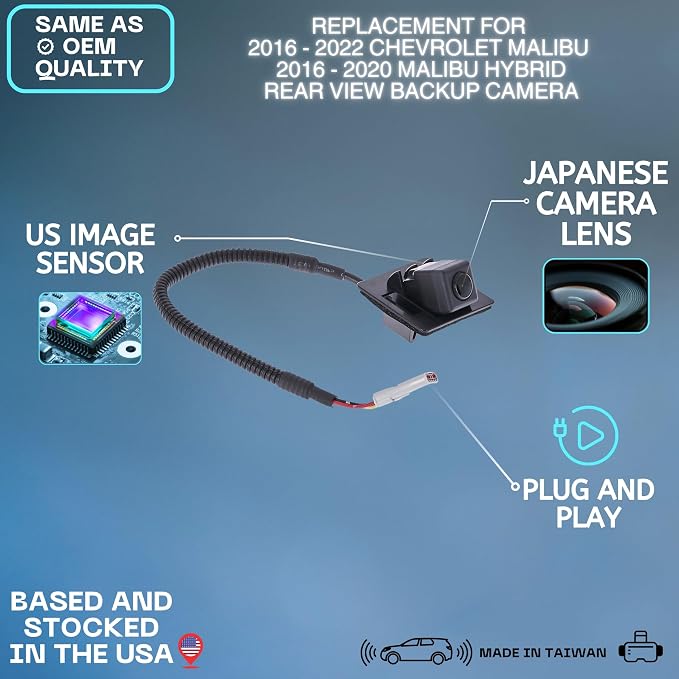 Backup Camera Replaces for 2016-2022 GM Malibu / 2016-2020 Malibu Hybrid OE Part # 23334180