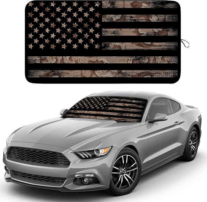 EcoNour Premium Windshield Sun Shade for Car Foldable UV Blocker Front Windshield Sunshade & Window Tint Shade Accessories with Storage Pouch Full Size SUVs &MPVLarge - 61"x35"