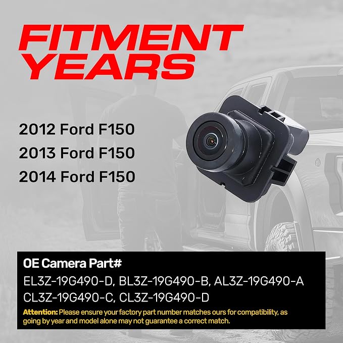 Master Tailgaters Replacement for Ford F150 (2012-2014) Backup Camera OE Part # EL3Z-19G490-D, BL3Z-19G490-B, AL3Z-19G490-A, CL3Z-19G490-C, CL3Z-19G490-D
