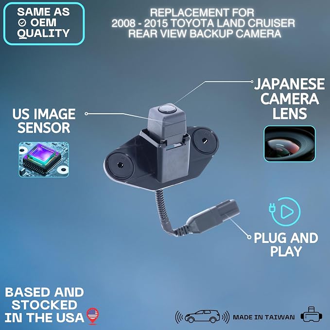Backup Camera Replaces for 2008-2015 Toyota Land Cruiser OE Part # 86790-60082, 86790-60081, 86790-60080