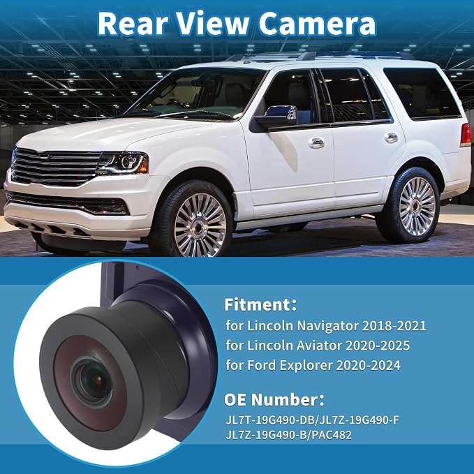 Rear View Camera for Lincoln Navigator 2018-2021 for Aviator 2020-2025 for Ford Explorer 2020-2024 Park Assist Backup Reverse Camera Replace No.JL7T-19G490-DB/JL7Z-19G490-F