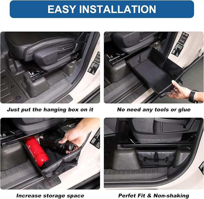 Compatible with Ineos Grenadier 2020-2024 Under Seat Storage Tray, Customized Driver Passenger Underseat Hidden Organizer Tool Box Organizer with Anti-slip and Handle (Carbon Fiber Pattern)