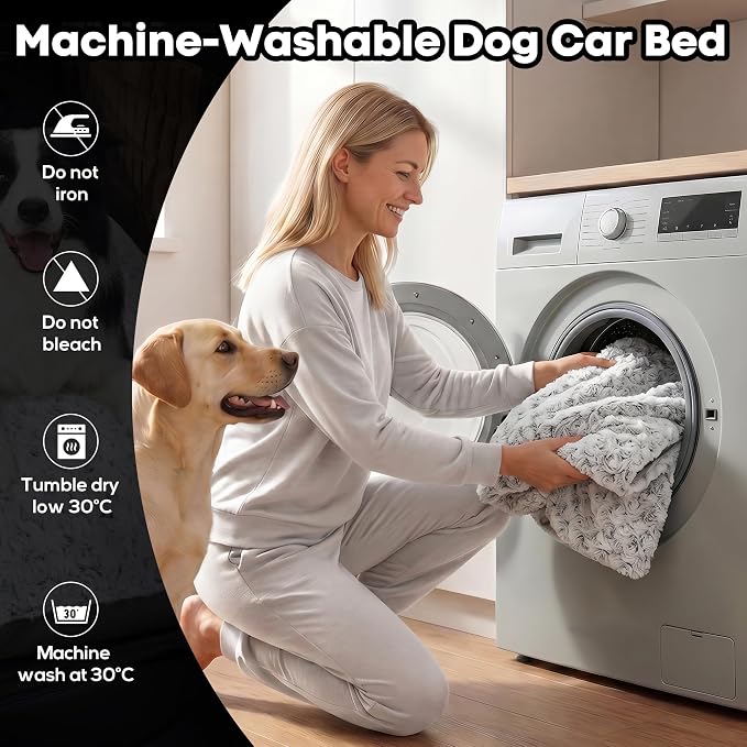 Loiion Dog Car Bed with Removable Washable Cover, 48x24.5in | Non Slip Travel Dog Bed, Waterproof Dog Bed Car Seat Fits SUVs Sedans Trucks, Machine Washable Cover With Zipper, 3in