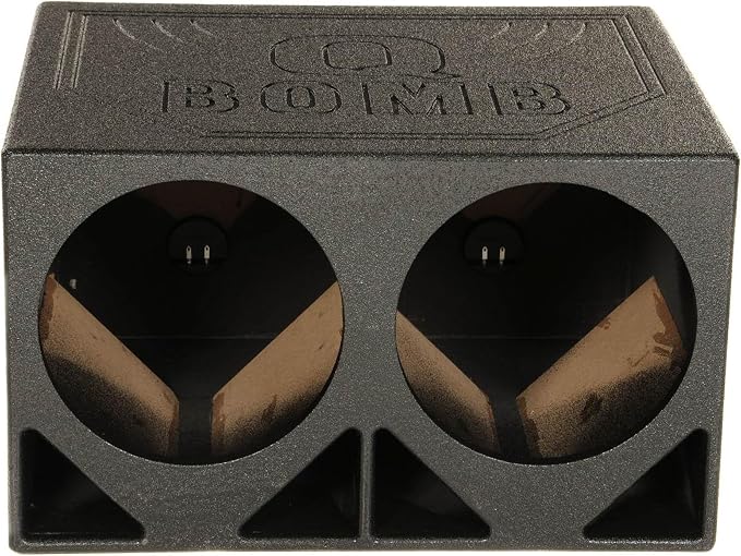 QPower QBOMB12TB-DUAL Dual 12-Inch Triangle Ported Subwoofer Box Enclosure with Durable Bed Liner Spray for Car Audio Systems