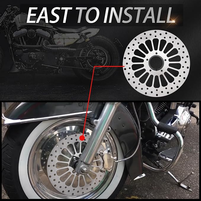 11.5'' Front Brake Disc Rotor Compatible with Harley Sportsters Davidson Softail Dyna Early Super Glide 1984-2014, Update 420 Stainless Steel Rotor Motorcycle Brake Disc