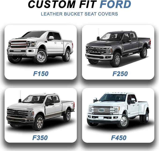 for Ford 2025 2026 F150 Seat Covers 2009-2026 F250 F350 F450 2017-2026 Premium Handmade Leather Waterproof Fits Not Only SuperCrew Lightning King Ranch Platinum Tremor SVT Raptor
