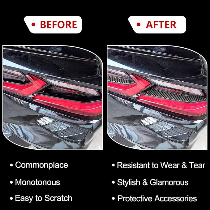 Real Carbon Fiber Tail Light Trim Compatible with Corvette C8 2020-2026, Exterior Decor Sticker Accessories