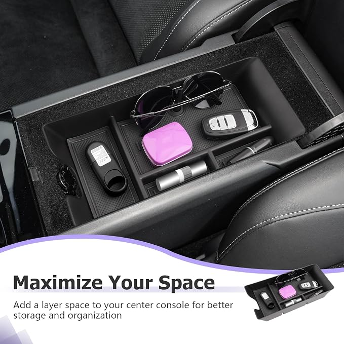LUWU Center Console Organizer for 2025 2026 Toyota Camry (XSE/XLE/SE/LE) Accessories Armrest Console Storage Box Glove Organizer Tray ABS Material for 9th Gen Camry Interior Accessories Black