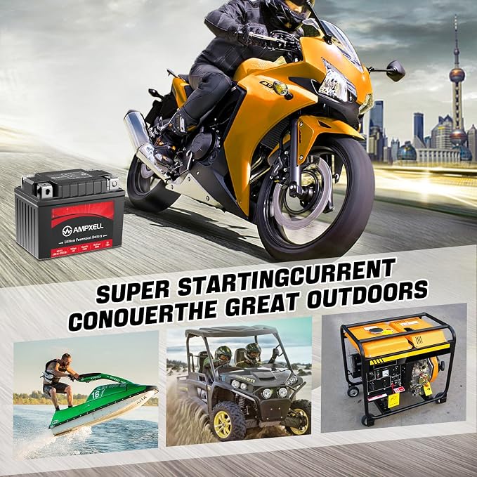 YTZ5S/YTX4L-BS Lithium Motorcycle Battery 12V 2.5Ah 150A Replacement YTX5L-BS Powersport Battery, Motorcycle, ATV, UTV, Moped, 4 Wheeler and Generator Battery etc,Polarity [- +]