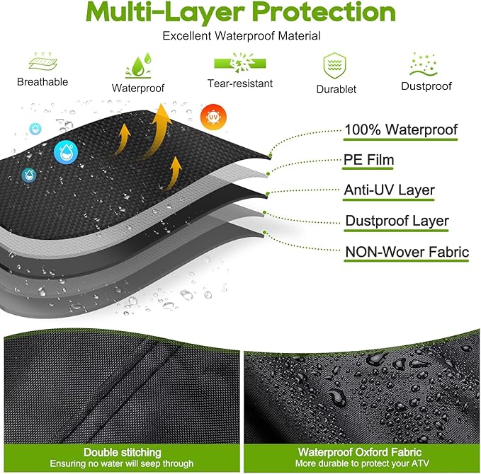 ATV Cover Waterproof Heavy Duty XXXL 102 Inches 300D Oxford Cloth Quad ATC 4 Wheeler Rain Cover All Weather for Polaris Sportsman Yamaha Honda Kawasaki Quad Bike(102 * 48 * 48 Inch)