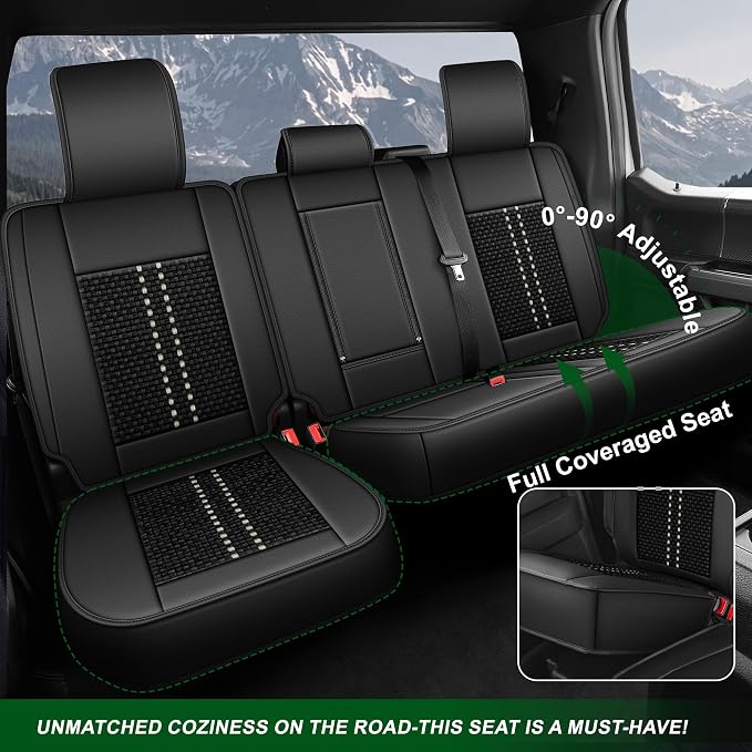 Ice Silk Full Ford F150 Seat Covers SuperCrew 2009-2026 Lightning | F250/F350/F450 Seat Covers 2017-2026 XL XLT Lariat Platinum King Ranch Limited STX Raptor SVT Raptor Tremor,Airbag Safe Gray