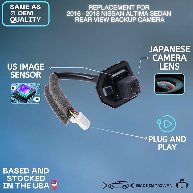 Backup Camera Replaces for 2016-2018 Nissan Altima Sedan OE Part # 28442-9HS1A 28442-9HS2A