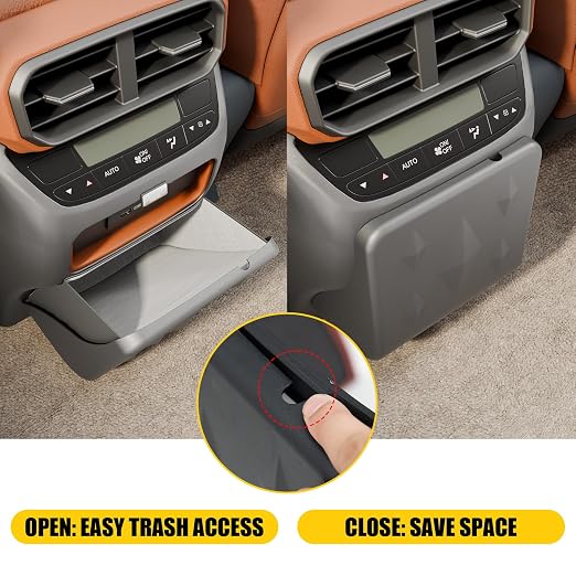 Trash Can Compatible with 2023-2025 2026 Honda Pilot Trash Bin Magnetic-Closure Garbage Can Magnetized Trash Bin Extra Rear 2nd Row Storage Box for 2024 Pilot Accessories