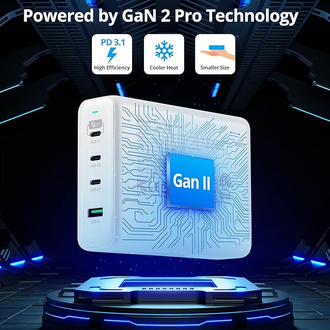 SIIG 240W USB-C 4-Port PD GaN Charger, 3C1A, PD 3.1/ QC 3.0 Fast Charging for MacBook Pro/Air iPad iPhone 14 Plus 13 12 Pro Max Samsung Galaxy Note 20 S22 Pixel and More (AC-PW1X11-S1)