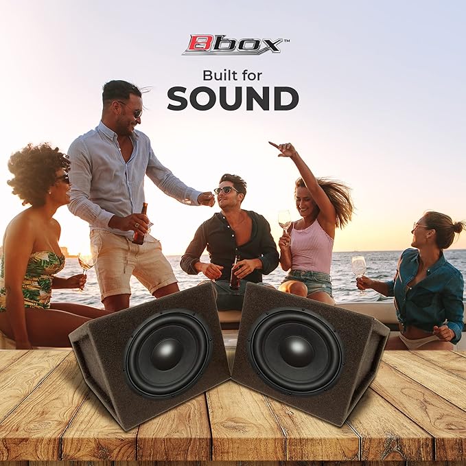 Bbox Pro Audio Tuned 6.5" Speaker Enclosures - Premium Speakers to Enhance Sound and Bass - Nickel Finish Speaker Terminals for Car or Truck - 18 Gauge Audio Cables - Speaker Set of 2 (Black)