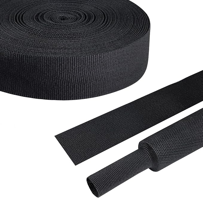 2:1 Heat Shrink Fabric Tubing Braided Sleeving Woven Wire Loom Shrinkable Cable Sleeve for Automotive Wire Harness/Cable Sheath (1-1/8"-20ft)