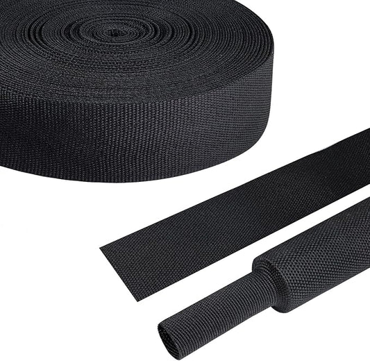 50% Woven Wire Loom Heat Shrink Braided Sleeving Shrinkable Fabric Cable Sleeve Braid Hose Covering Protection for Automotive Wire/Harness/Sheath(1-1/8"-42ft)
