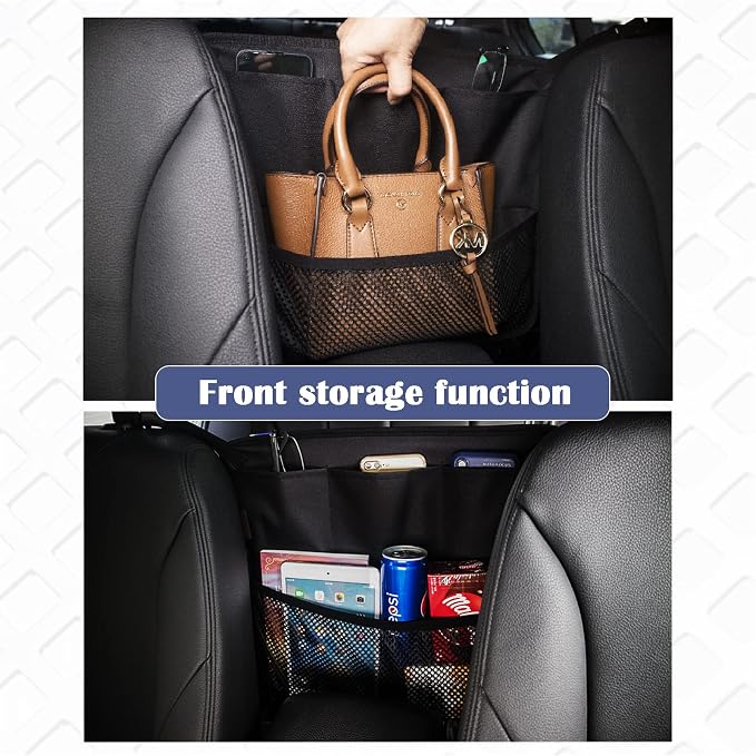 Car Organizer Between Seats, Garbage Trash Bag, Purse Holder, Dog Barrier | AMEIQ Car Accessories, Rubbish Can, Waster Litter Recycle Bin, Storage Bag Between Front Seats, Tissue Handbag Holder, Black
