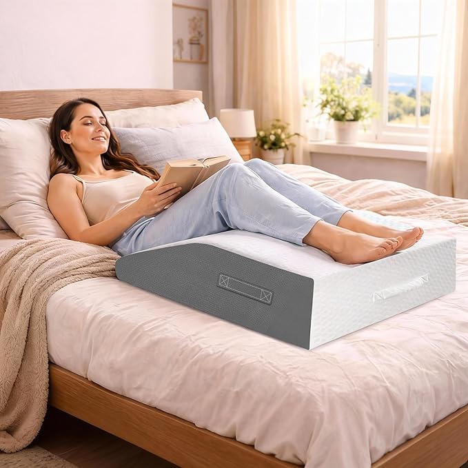8" Leg Elevation Pillows Memory Foam Leg Support Bed Wedge Pillow Leg Elevated for Sleeping, Leg Pillows Good for Back& Knee& Hip& Ankles