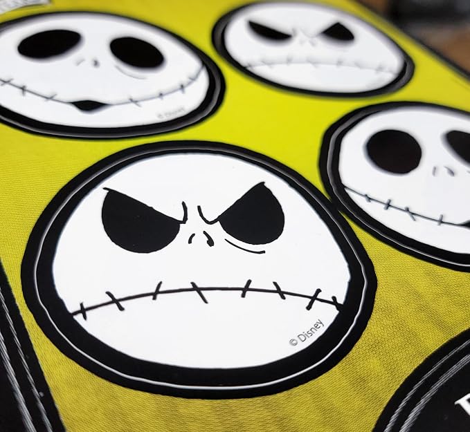 Yupbizauto 9 Pieces Nightmare Before Christmas Jack Skellington Bone Design Car Truck SUV Seat Covers Rubber Front and Rear Floor Mat Set with Little Tree Air Freshener Bundle Set