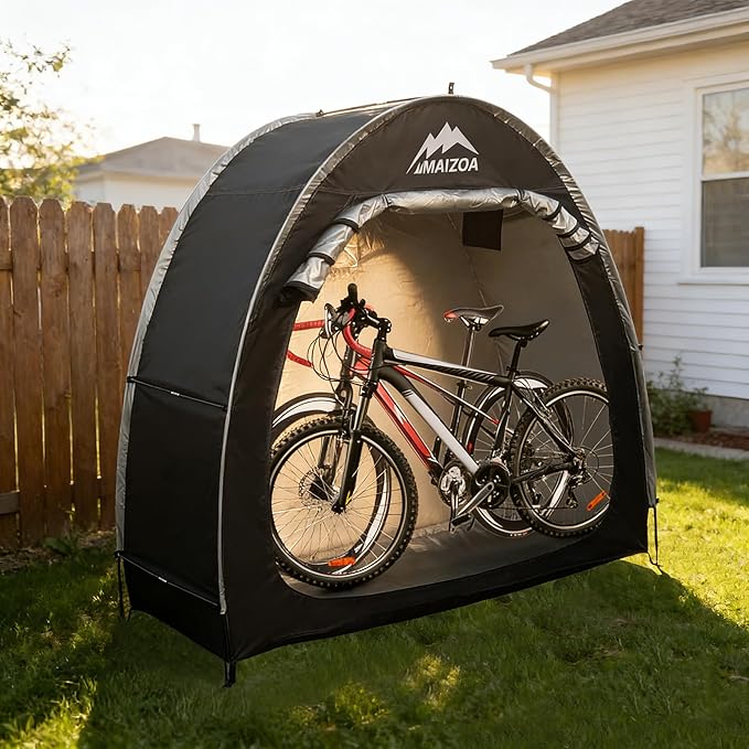 Bike Cover Storage Tent, Outdoor Portable Storage Tent, 210D Oxford Fabric PU4000 Waterproof for 2-3 Bikes, Suitable for Storing Bicycles,Motorcycles,Garden Tools,Lawn Mower,Various Tools