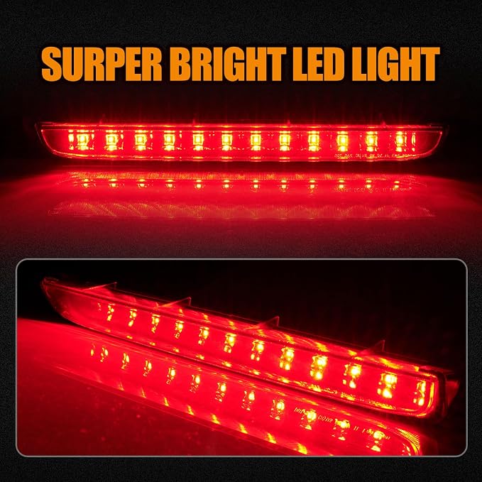 Third 3rd Brake Light LED for 2007 2008 2009 Chevy Equinox, High Mount Rear Brake Lights Assembly for 07 08 09 Pontiac Torrent, Waterproof Center Cab Lamp Stop Light (Red)