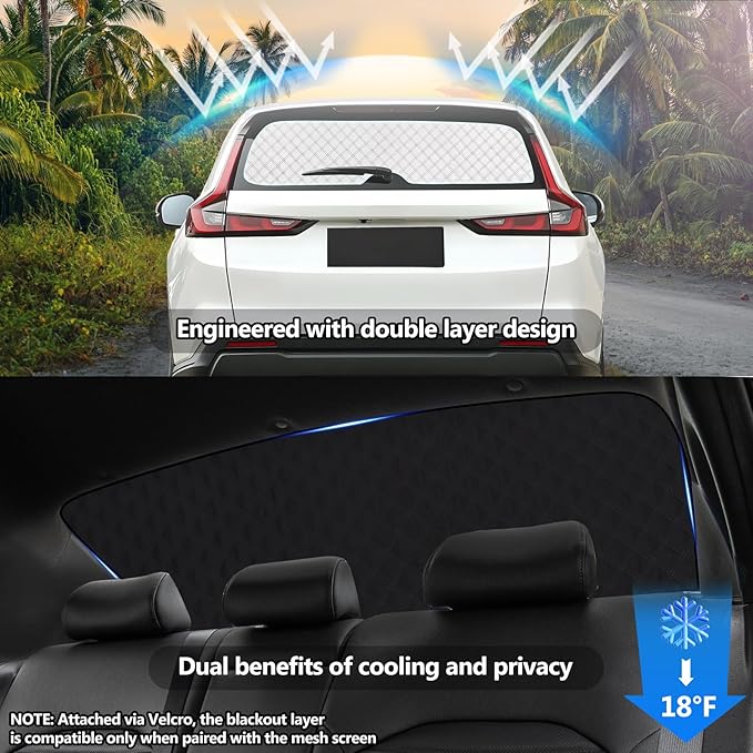 ZATOOTO Rear Windshield Sunshade for Honda CR-V 2017-2022 Rear Windshield Sunshield Double Layer Design for Sunshade and Privacy Offer Great Visibility Sun Blocker Back Window Sun Shade for Honda CR-V