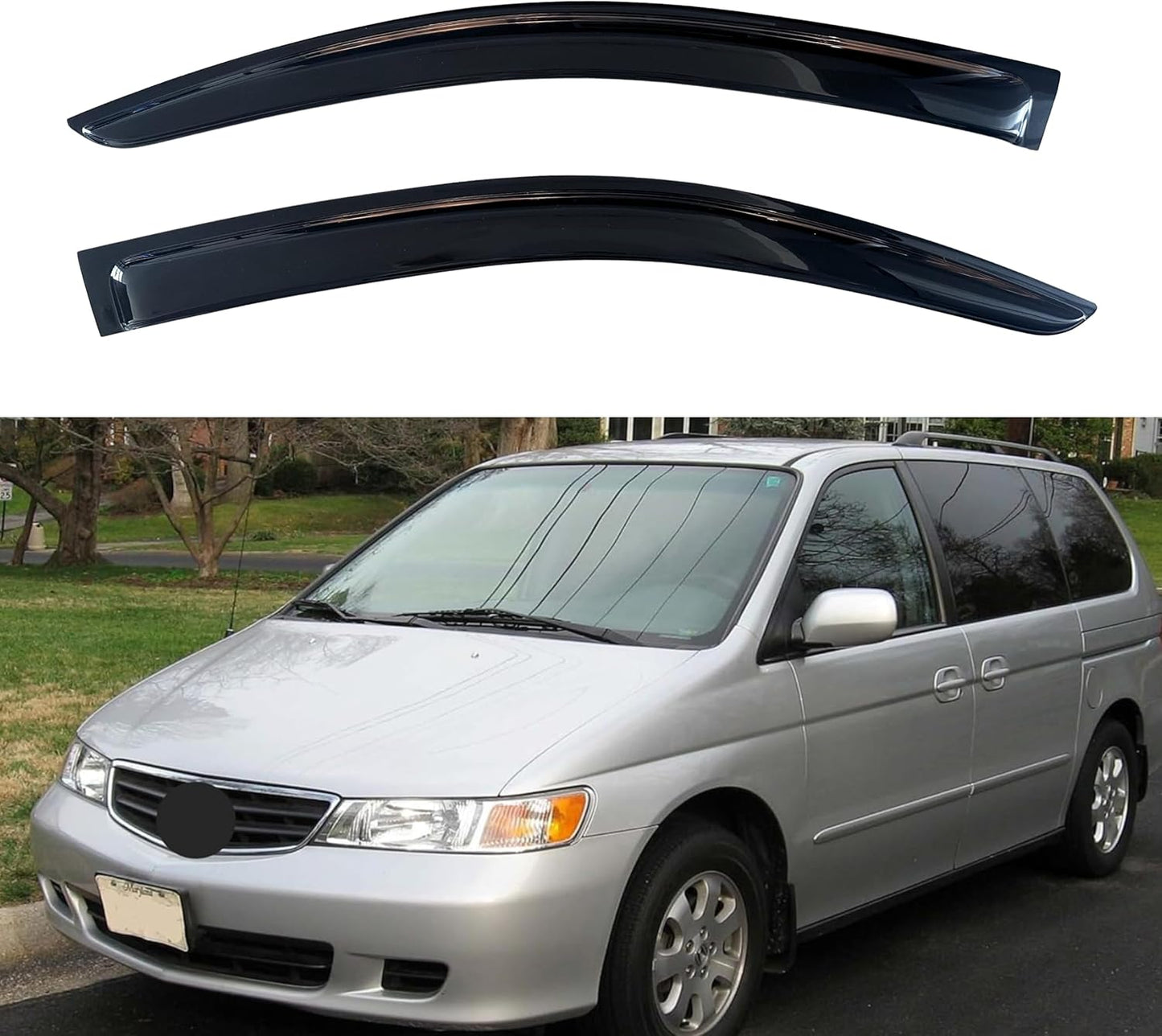 KPY Window Visor Compatible with Honda Odyssey 1999-2004, 2PC Rain Guard Side Window Vent Deflectors Tape-On Style, 1999 2000 2001 2002 2003 2004