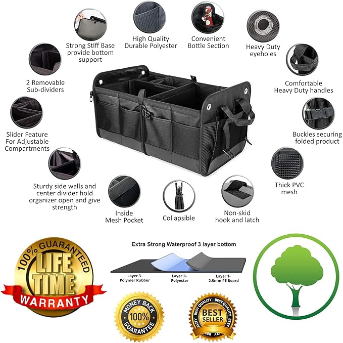 TRUNKCRATEPRO Save 13 per cent off bundle 2 regular trunk organizers (black, blue)