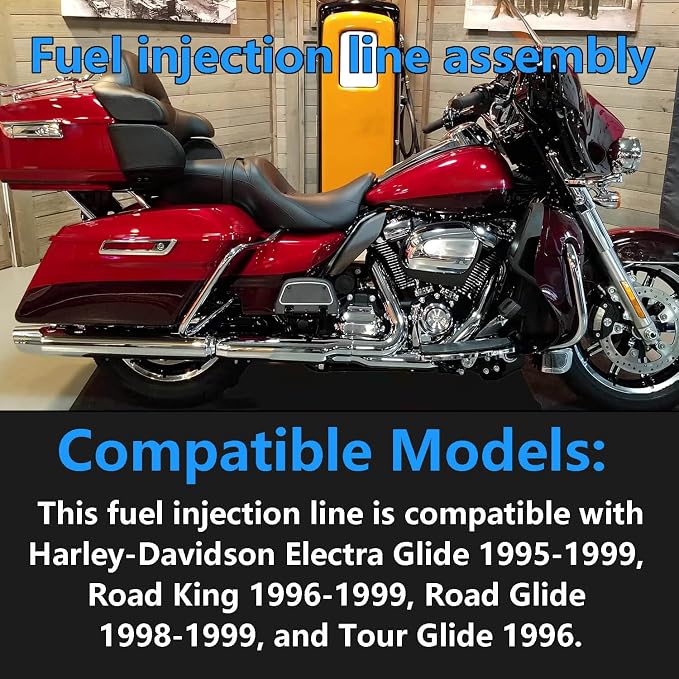 Fuel Injection Line HDFL005 HDFL-005 Compatible with Harley-Davidson 1995-1999 Electra Glide, Road King, Road Glide, Tour Glide EFI | Replace# 61470-99A